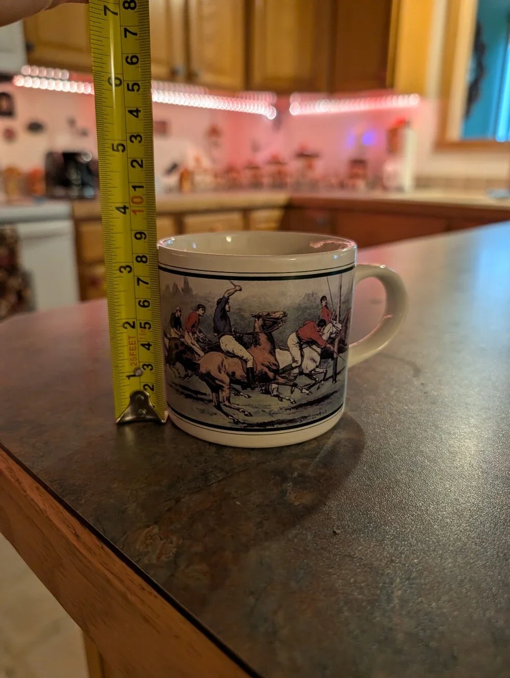Vintage 70-80s Equestrian Polo Match Ralph Lauren Ceramic Coffee Mug Old Money